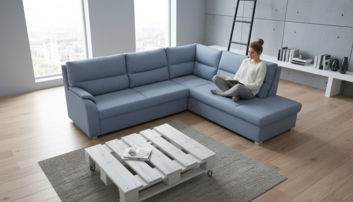 Sofa Schlafsofa Designer Sofa mit Bettfunktion + Bettkasten Ecksofa Couch -NEU!