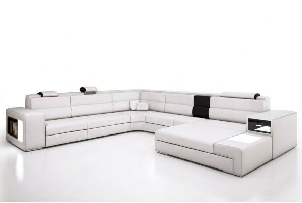 Ecksofa Sofa Couch Polster Design Garnitur Textil Leder Wohnlandschaft