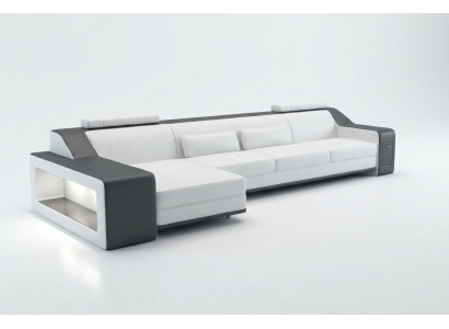 Design Ecksofa Sofa Couch Polster Sitz Eck Garnitur Sofas Leder Textil Themar WG