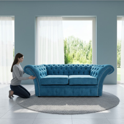 Chesterfield Sofa Couch Polster Sofas Klassischer 2Sitzer Leder Stoff Winchester