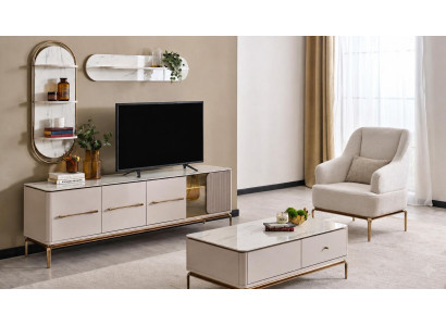 Stylisches Möbelset mit TV-Lowboard, Couchtisch und 2 Regalen