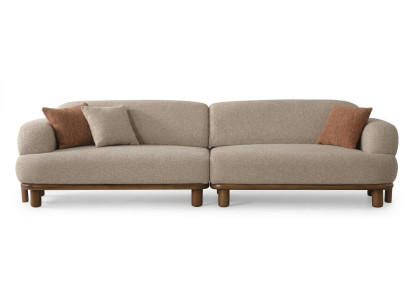 Sofa Moderner Stil Beige Farbe Holzrahmen Modular Weiche Armlehnen Neu
