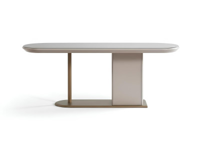 Tisch Beige Farbe Moderner Stil Metallgestell Glasplatte Rechteckig