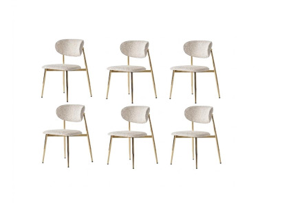 Stuhl-Set 6x Stuhl Beige Bequem Modern Stilvoll Weich Klassisch