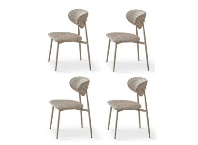 Stuhl-Set 4x Stuhl Beige Bequem Modern Still Stoff Weich Klassisch
