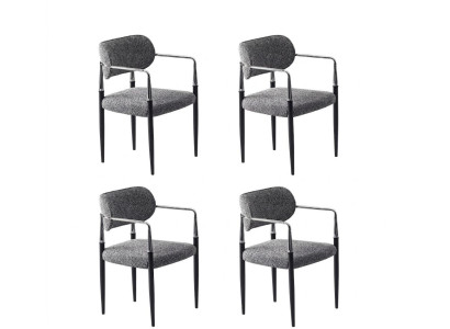Stühle-Set 4x Stuhl Modern Stoff Komfortabel Grau Weich Bequem