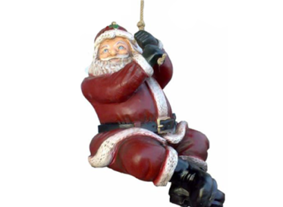 Weihnachtsmann Figur Klettern in den Kamin Dekoration Winter Statue Neu 50 cm