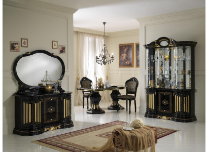 Wohnzimmer Set Vitrine Kommode Spiegel Esstisch Design Schrank Italienische 4tlg