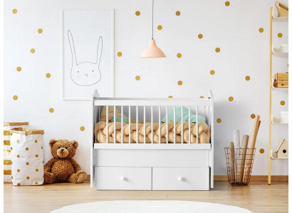 Modernes Babybett Weiß Holz Praktische Schubladen Gitterstäbe Sicheres Design