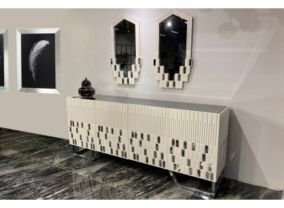 Sideboard 2x Spiegel Esszimmer Design Luxus Möbel Konsole Beige Kommode