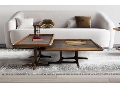 Schickes Set von 2x Quadratischen Couchtisch Set für Wohnzimmer Modern