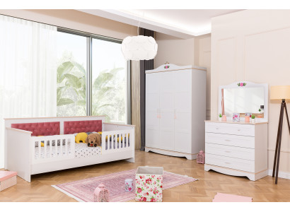 Weiße Kinderzimmer Möbel Schlafzimmer Garnitur Bett Schrank Kommode