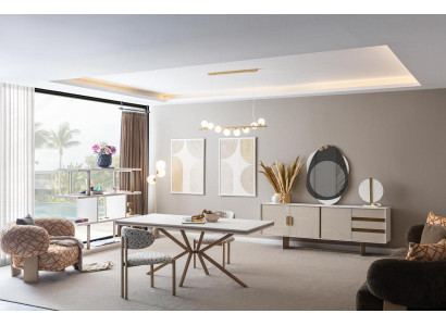 Villen Möbel xxl Sideboard Esstisch Stuhlgruppe Garnitur Esszimmer 7tlg.