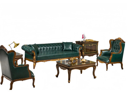 Sofa Sessel Couchtisch Beistelltisch Art déco Arbeitszimmer Exquisit Luxus 6tlg