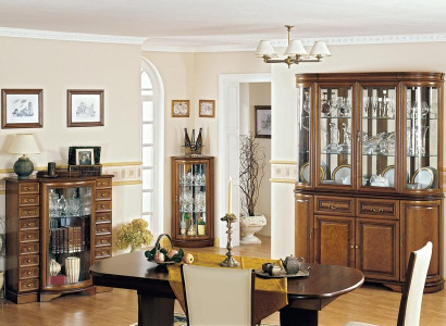 Klassisches Set Vitrine Esszimmer Eckvitrine Großes Buffet Komplett 3tlg