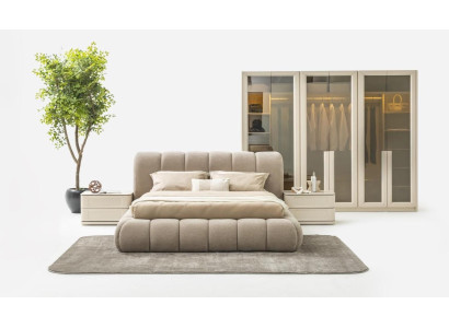 Schlafzimmer Set Bett + 2х Nachttische + Kleiderschrank Moderne Design 4tlg