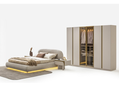 Schlafzimmer Set Bett + 2х Nachttische + Kleiderschrank Modern Möbel 4tlg