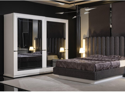 Schrank Designer Kleiderschrank mit Spiegel Schlafzimmer Luxus Möbel Holz