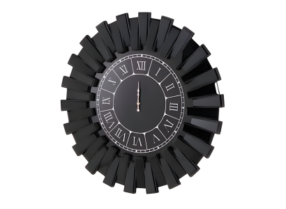 Schwarze Wanduhr aus Holz modern, elegantes Design