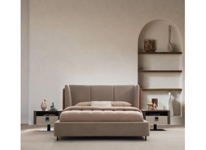 Schlafzimmer-Set Braun aus Holz mit Bett und Nachttischen