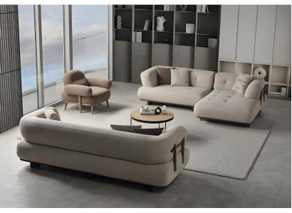 Multifunktionale Sofagarnitur: Dreisitzer-Sofa, Ecksofa und stilvoller Sessel