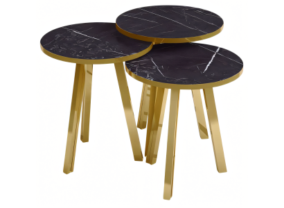 Schwarzes Holz-Metall Couchtisch-Set modern und stilvoll