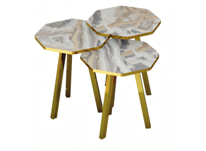 Moderner grauer Couchtisch aus Holz und Metall