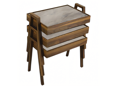 Moderner grauer Holz-Couchtisch-Set für Wohnzimmer