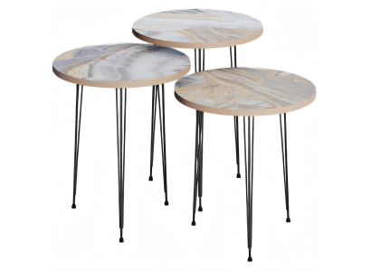 Moderner grauer Couchtisch aus Holz und Metall