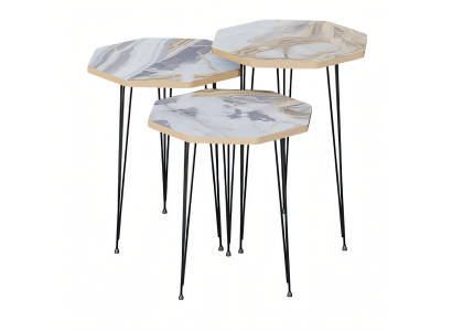 Moderner grauer Couchtisch aus Holz und Metall