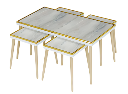 Wohnzimmer-Set Grau aus Holz und Edelstahl modern und stilvoll