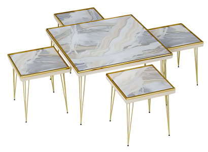 Modernes Wohnzimmer-Set in Mehrfarbig aus MDF und Edelstahl