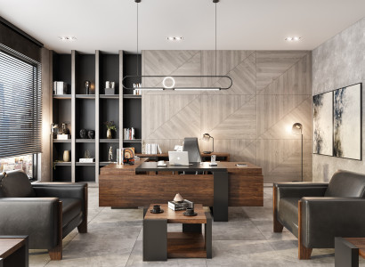 Designer Möbel-Set Schreibtisch Konsole Holz Beistelltisch - 3tlg.