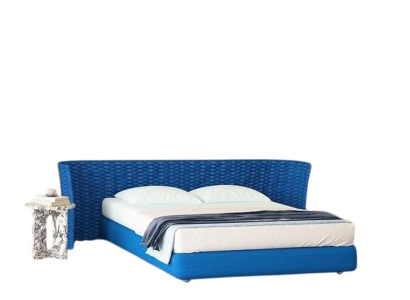 Stilvolles Blaues Designerbett Moderne Schlafzimmer Polsterbetten
