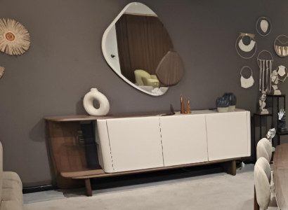 Weiß Sideboard mit Spiegel Holz Elegante Möbel