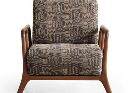 Stilvoller Sessel Modernes Design Braun-beiges Muster Holzrahmen