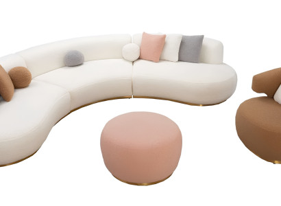 Designer Wohnzimmer Garnitur Weißer 4-Sitzer Designer Stoffsessel