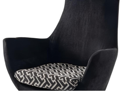 Stilvoller Schwarzer Sessel Designer Polstersessel Metallgestell