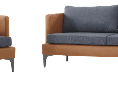 Stilvolle Braun-Orange Couchgarnitur Edle Stoffkissen Designer Füße