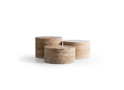 Stilvoller Beiger Tisch-Set Designer Couchtische 3x Kaffeetische