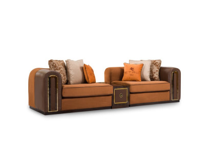 Stilvolle Braune 4-Sitzer Couch Modernes Wohnzimmer Polstersofa