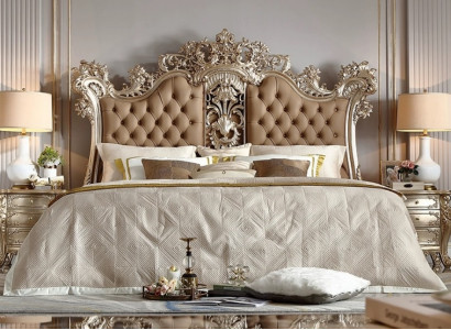 Klassisches Chesterfield Barockbett Stilvolles Kunstlederbett